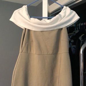 Boohoo lightweight dress tan/white